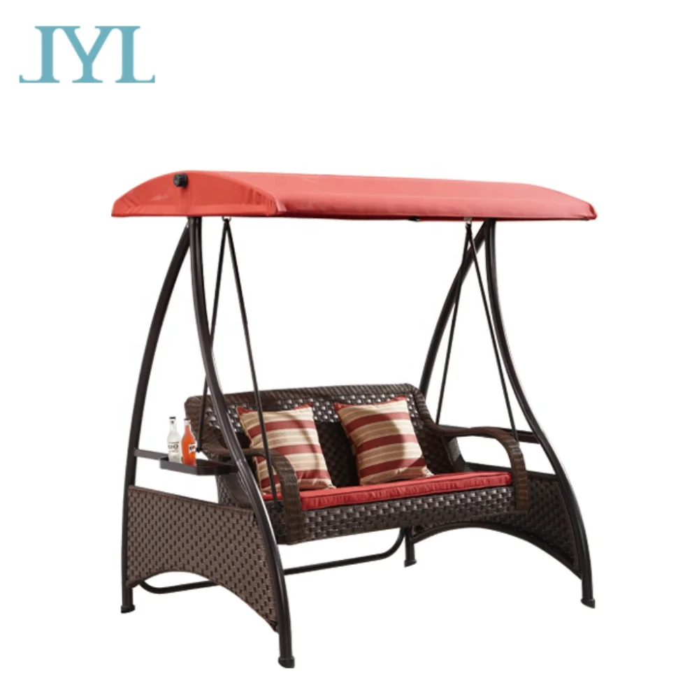 Высококачественное двухместное уличное кресло-качели из ротанга для сада
