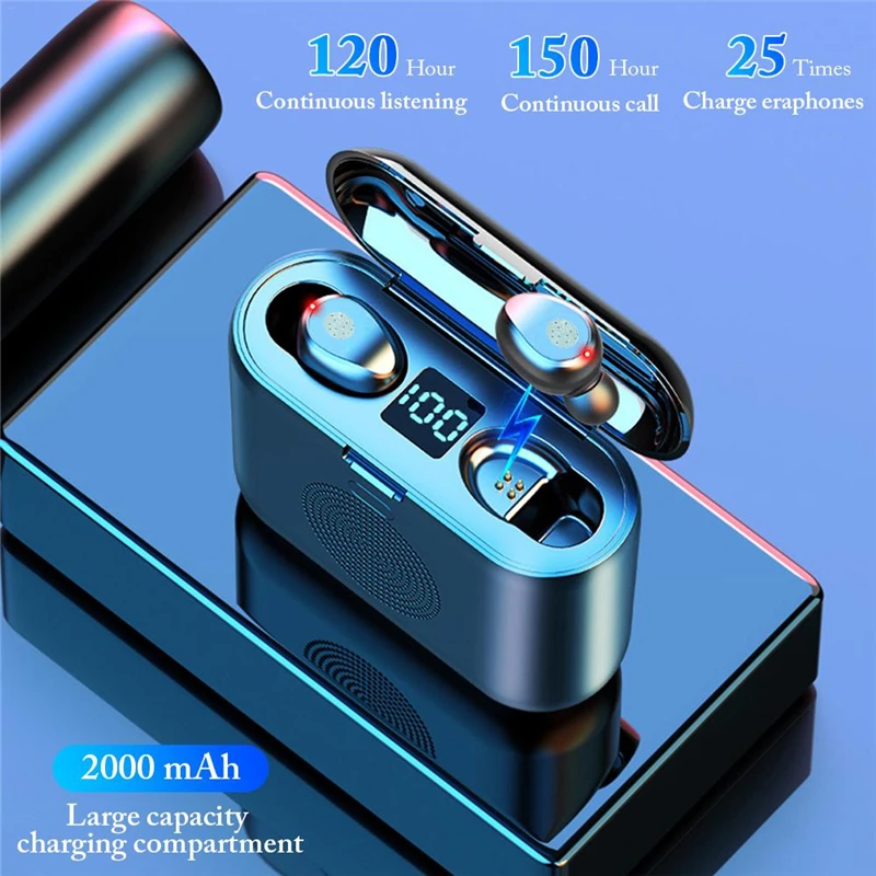  Multi-Function F9 Tws Headphone V5.0 Audifonos Wirless Bluetooth Stereo Earphone Earbuds Con Altavoz Parlante
