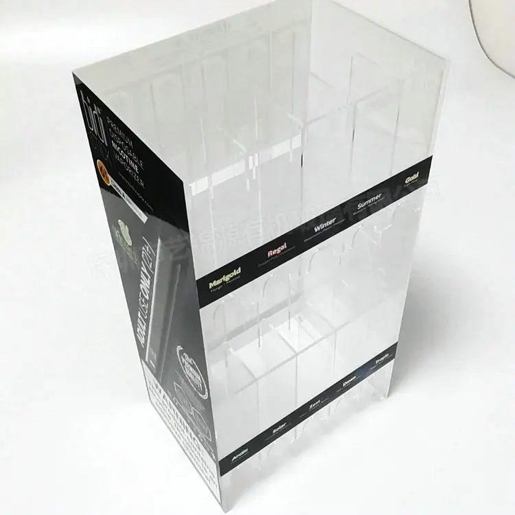 Custom Design Acrylic Counter Top Display Rack RGB Light Display Cabinet PMMA Desktop Display Showcase With Brand Stickers