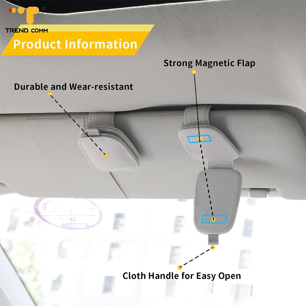 Multifunctional Car Leather Sunglass Clip Holder with Magnetic Feature Eyewear Accessories for Cars