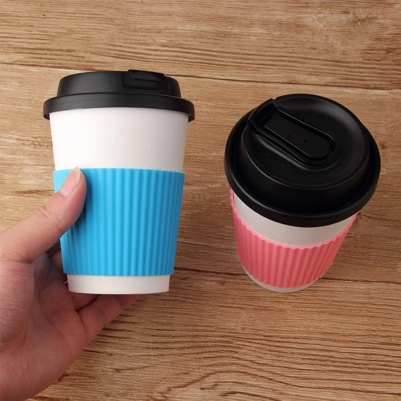 Reusable Anti Slip Silicone Cup Sleeve for Hot Coffee Tea Chocolate Drinks Insulated