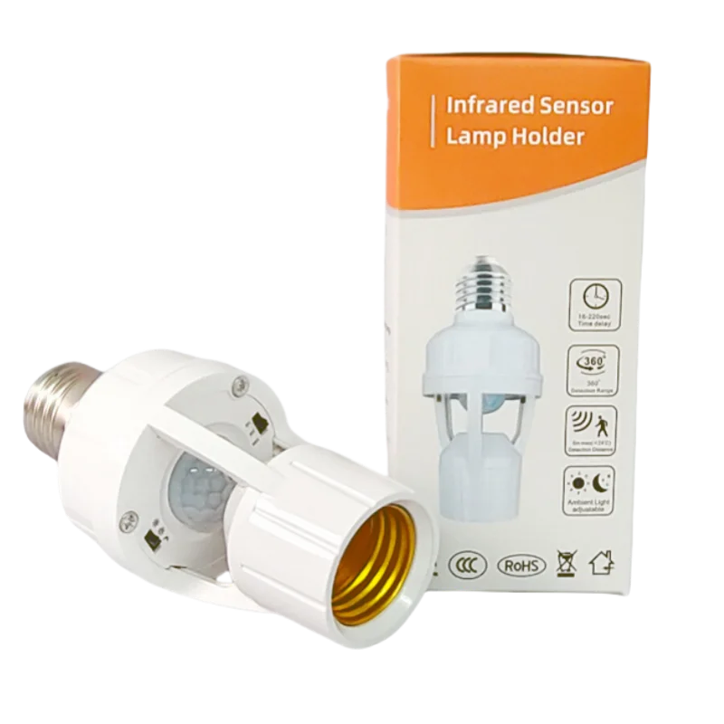 Intelligent wireless E27 screw-type human body induction lamp holder with thermal infrared induction lamp base