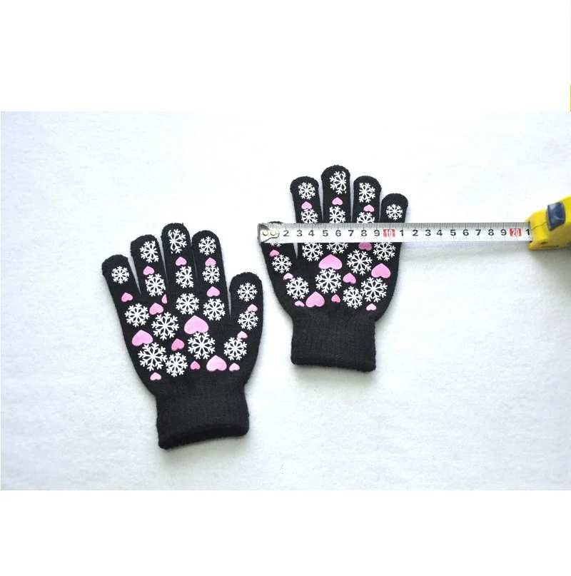 Cute Kid Mittens Children Winter Knitted Gloves For Boys Girl Snowflake Love Pattern Fingerling  Soft Warm Mitten