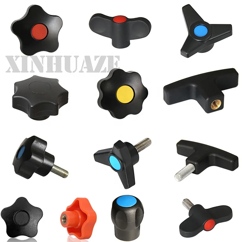plastic nylon star handle  T-shaped hand twist nut screw  triangular spherical fastening knob  mechanical through hole handle
