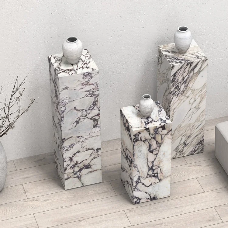 Calacata Альта мраморный камень Cuboid пол бесплатно Стенд Высокий Plinth
