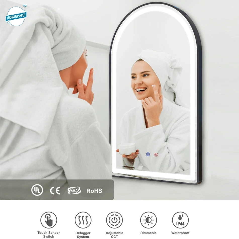 New Arrival Cosmetic Mirror Make-Up Bath Mirror Half Round Salon Energy Saving Smart Led Bathroom Mirror