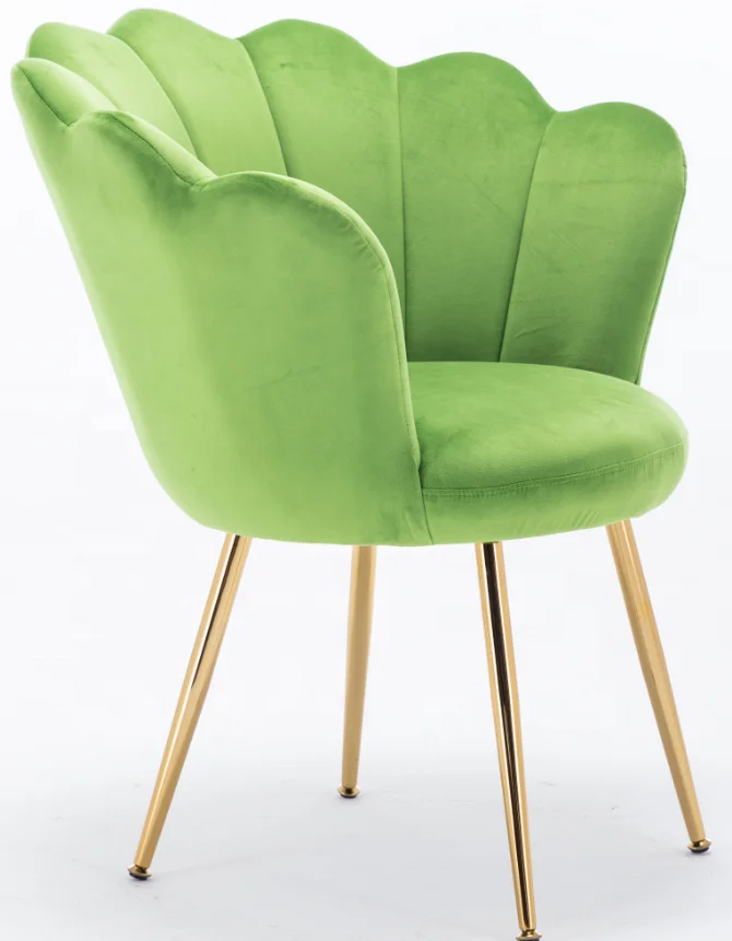 Lotus flower shape Green golden leisure chair