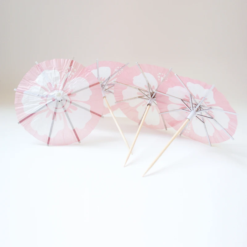 Jimao Cocktail Umbrella picks - OEM Food Safe grade 4 inch Tropical Parasol party Decoration Wood Disposable Cocktail Picks