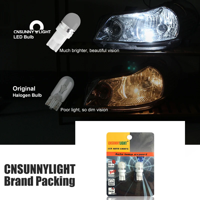 CNSUNNYLIGHT OEM T10 Led W5W Автомобильные боковые внутренние фары Сигналы поворота лм 12 В LED супер яркий Canbus без ошибок
