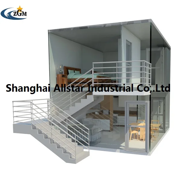 Two Floors Prefab House Flat Pack Container ALLSTAR Steel Door Modern Living Villas Hotel PVC Window Warehouse 4 Years 40