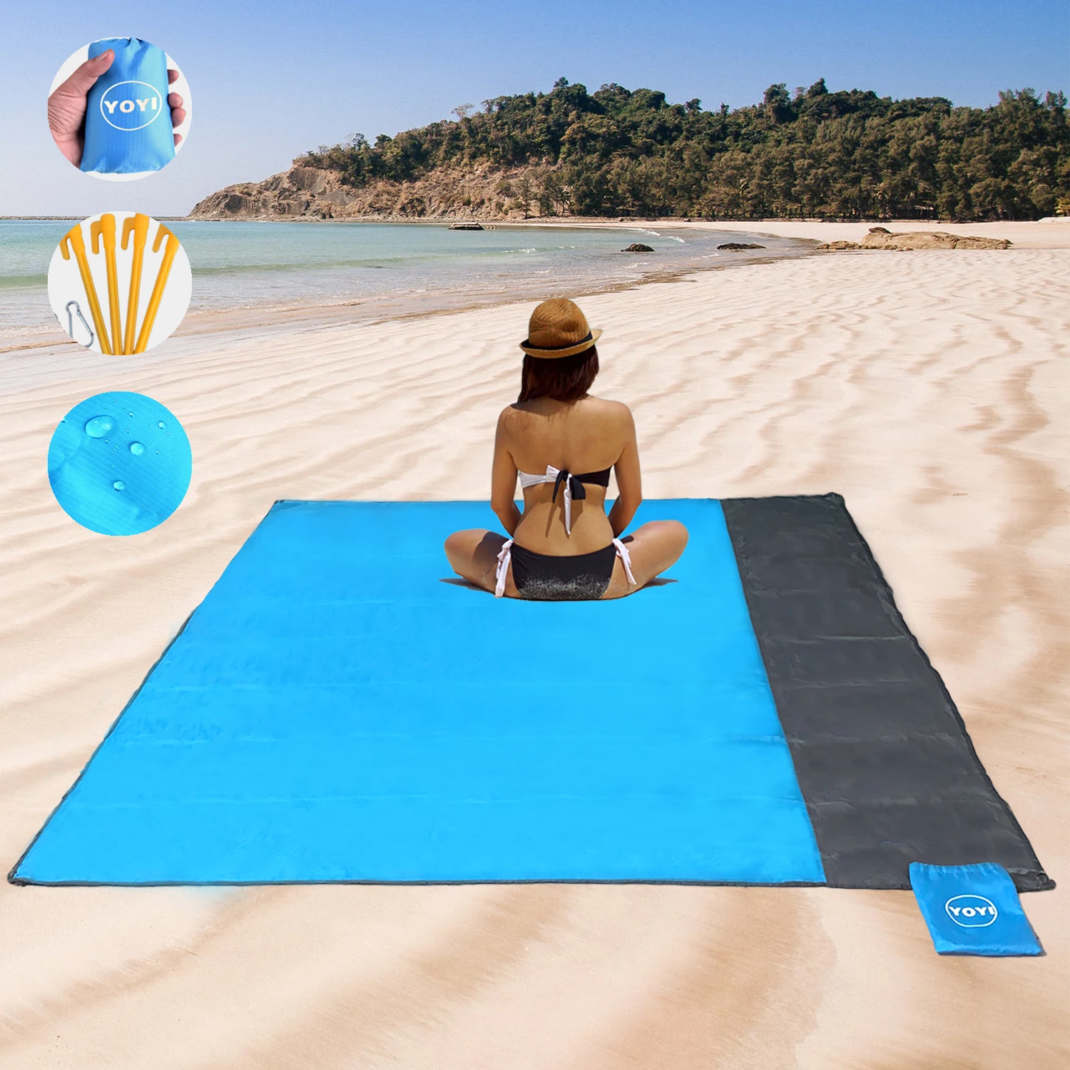 Водонепроницаемое пляжное одеяло, одеяло для пикника и кемпинга, без песка, складной пляжный коврик
