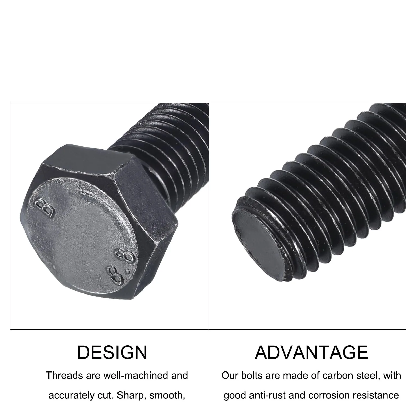Fastener bolt ANSI/ASME standard 5/16 inch hex bolts grade 2 A307 blue white zinc galvanized black