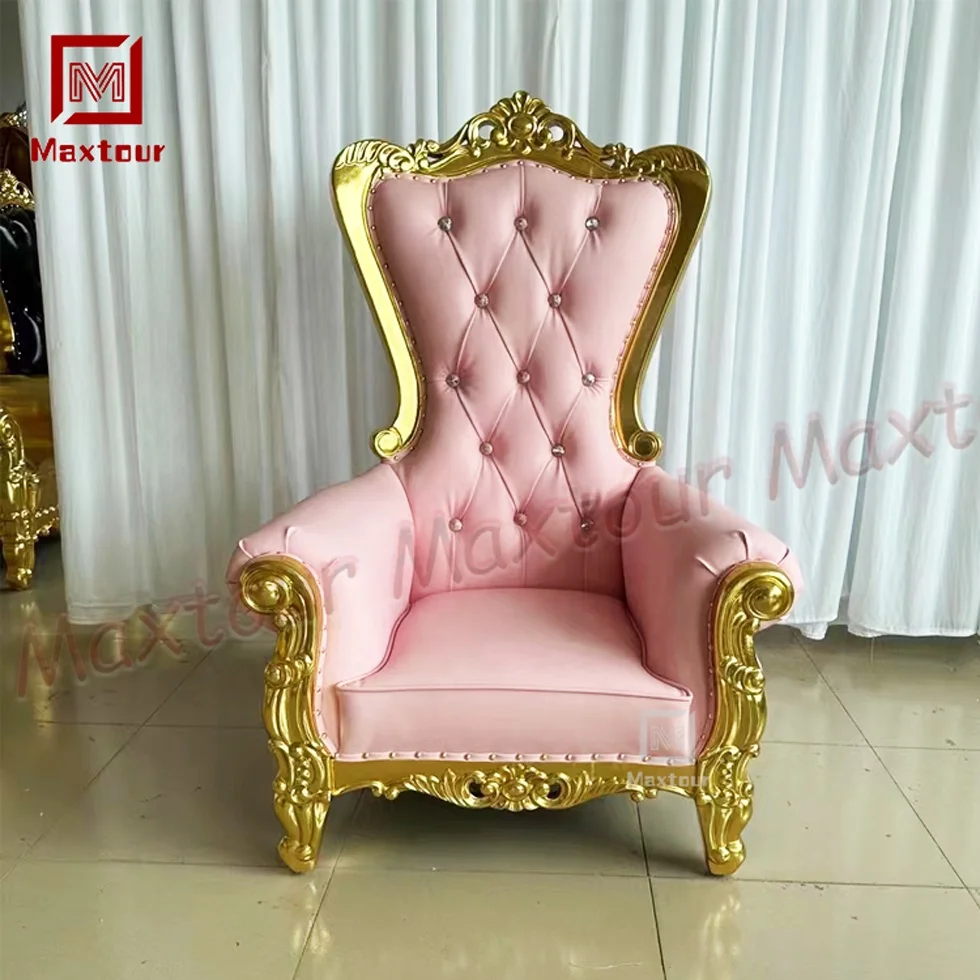 Classic Royal Luxury Children Throne Chair Wedding High Back Hotel Golden King Throne Chair