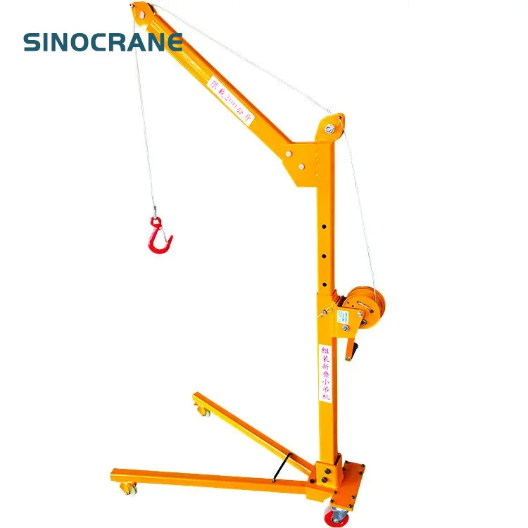Mobile Portable 200kg Folding Hoist Manual Lifting Car Crane Hand Crank Small Floor Crane Lifting Machine Loading Outdoor Hand