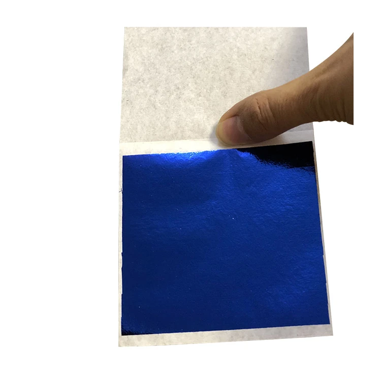 China High Quality Factory Direct Price 500 Sheets 8x8.5cm Taiwan Blue Gold Leaf PE Foil