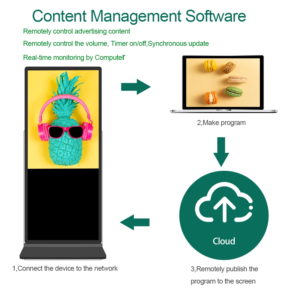 Floor standing advertising video player 43 49 55 inch indoor totem LCD digital signage