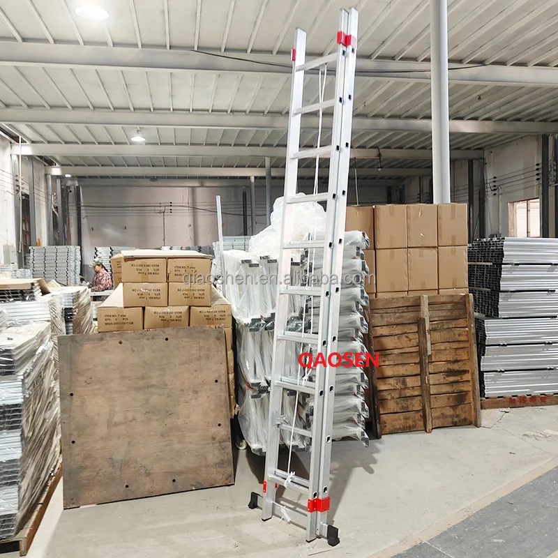 Section Ladder With Pulley and Rope Industrial Ladders