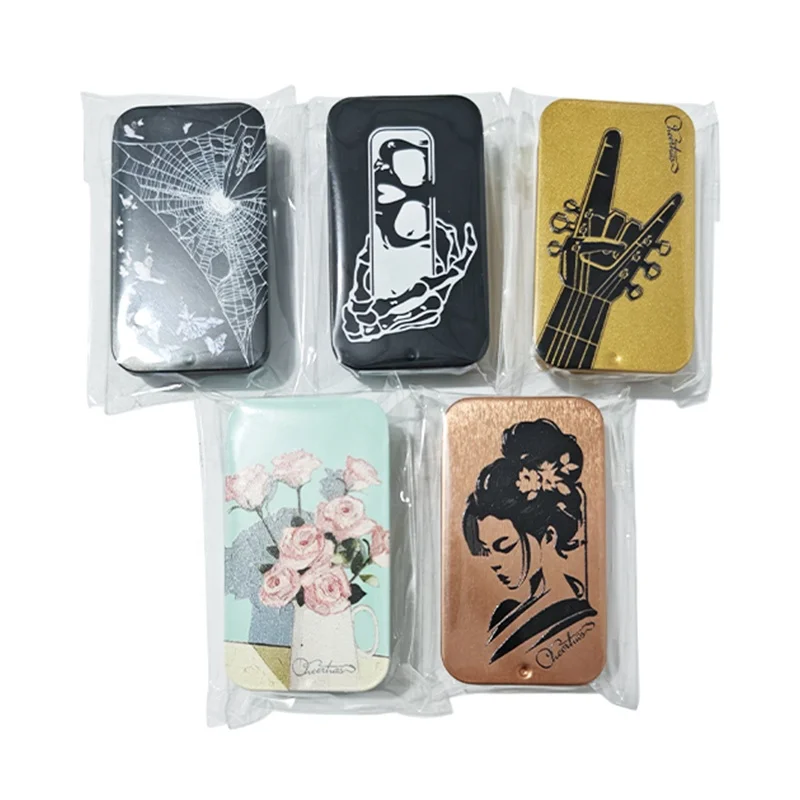 Oem Manufacture Gift Silver Square Hinge Guitar Pick Tin Case Packaging Tin Box Custom