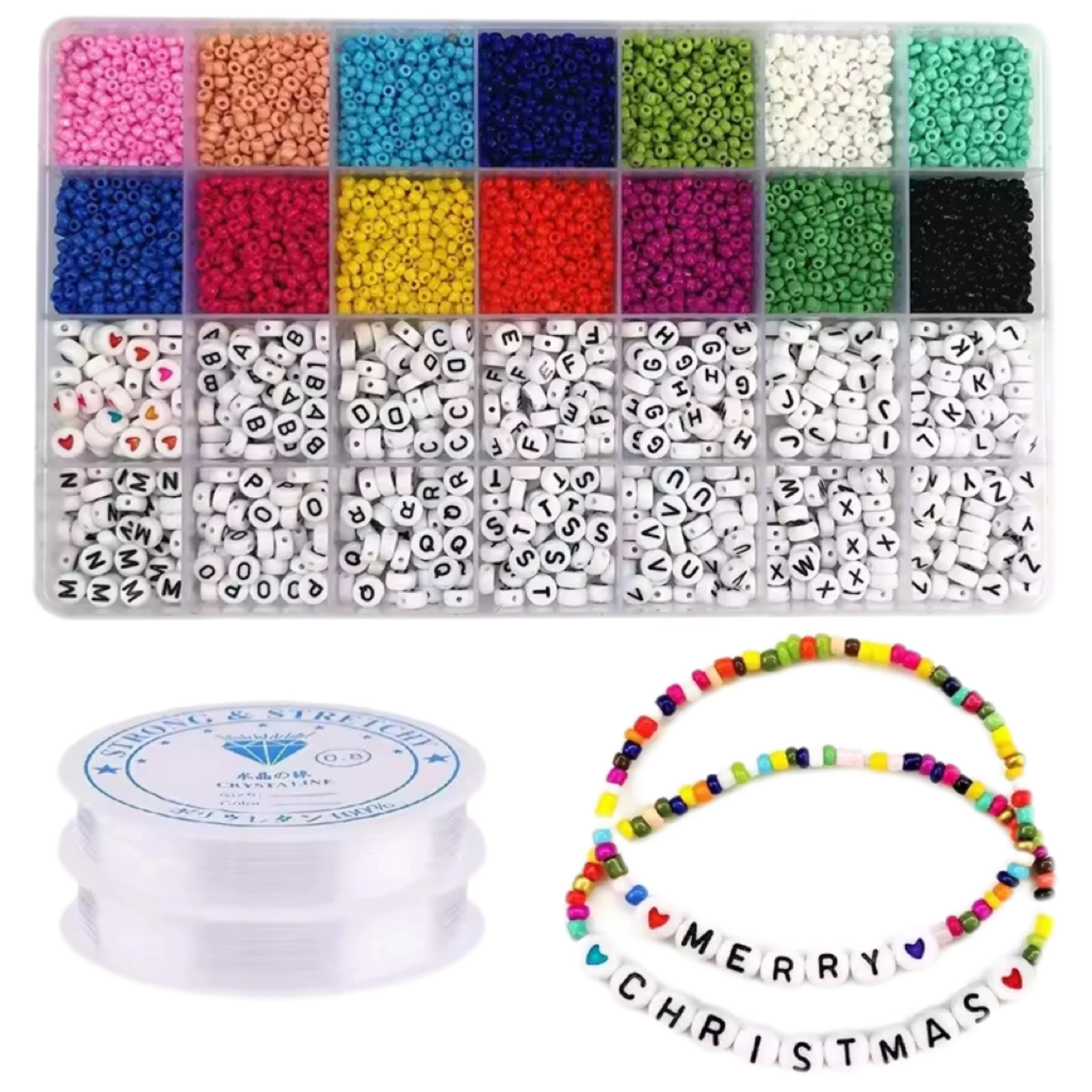 DIY jewelry accessories 28 grid 5000 rice loose  beads boxed accessories A-Z 26 alphabet beads  models