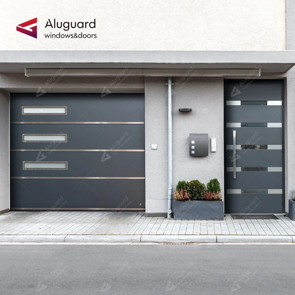 Residential Modern Cheap Electric Insulated Black Sectional Full View Mirrored Frameless Glass Garage Door