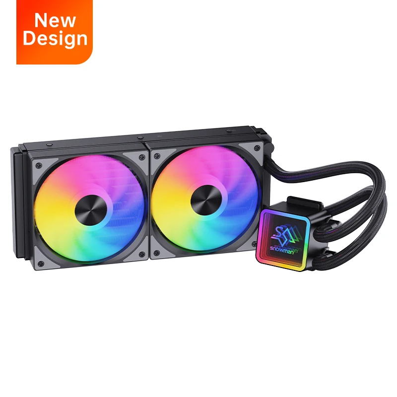 SNOWMAN CPU liquid cooling With PWM 4 Pin ARGB AIO cooler with twin black frame pc water cooling radiator