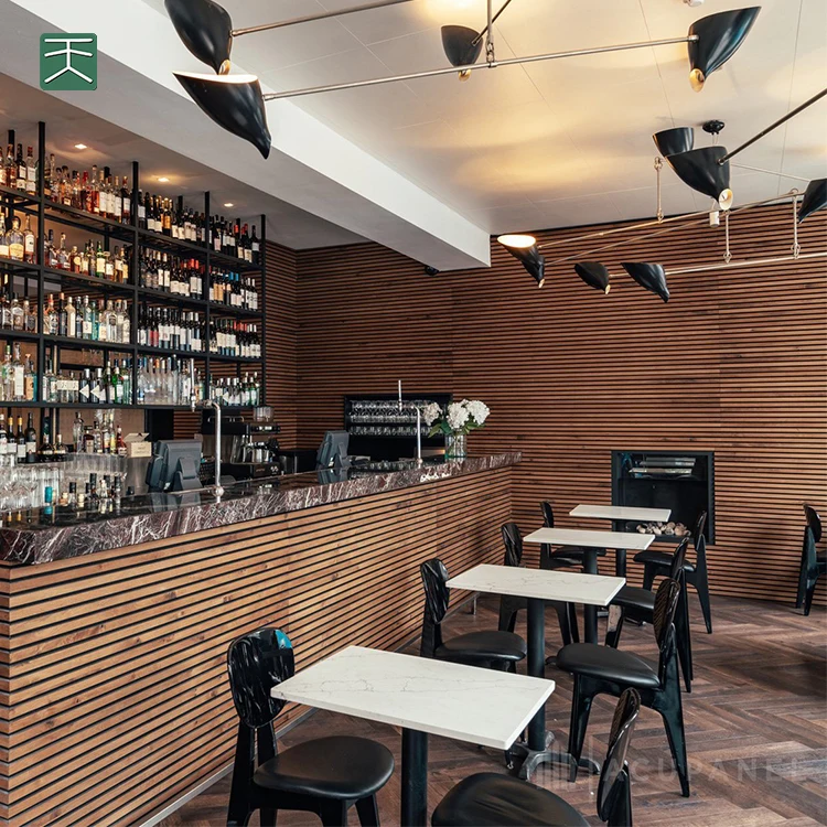 TianGe Wall Mdf Pet Wooden Strip Sound-Absorbing Board Slat Acoustic Panel For Wall