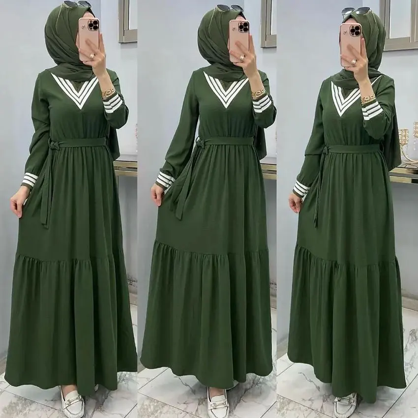 OEM New Designs Modest Kaftan Muslim Hijab Dress Robe Arab Jilbab Khimar Ethnic Clothing Ladies Abaya Islamic Clothing Turkish