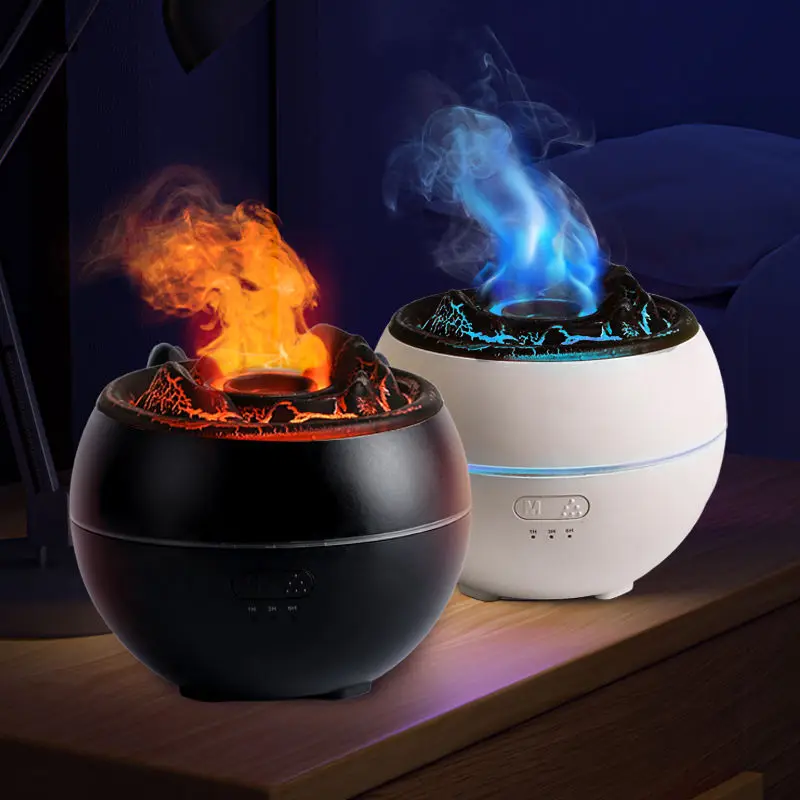 2023 New Upgrade Lava Volcano Eruption Aroma Diffuser 360ml 7 Color LED Lights Flame Mist Air Humidifier for Home