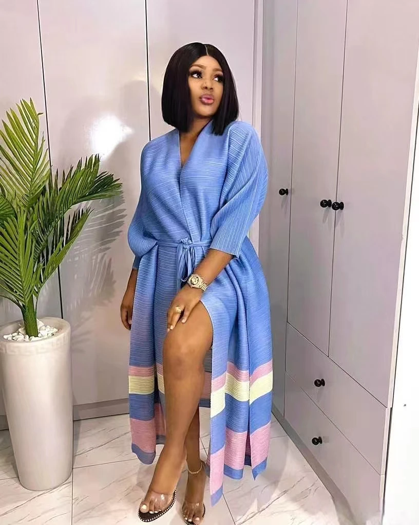 High Quality Miyake Bohemian Colorful Plus Size Loose evening gowns for women dress long dress muslim islamic Cardigan Robe