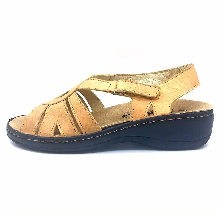 Fully Handcraft Women Wide Fit Wedge Leather Sandal