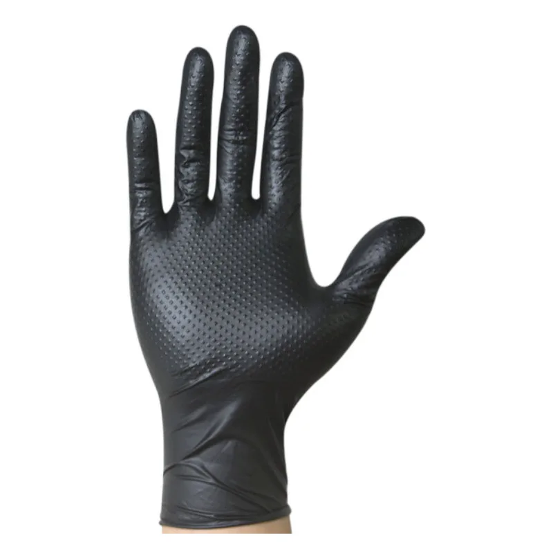 10 Mil heavy duty masonry textured automotive mechanical safety work 100 boxed Diamond black nitrile gloves