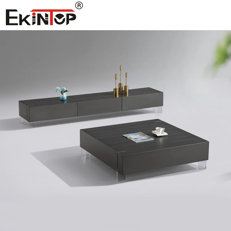 Ekintop luxury simple design floor tv cabinet tv stand and coffee table set