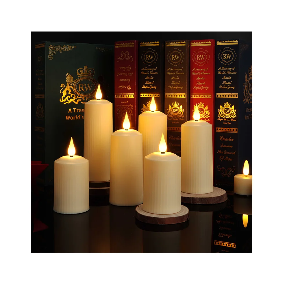 2023 New Arrival Remote Control LED Pillar Candle Set Rechargeable USB-C Waterproof Flameless LED Candle