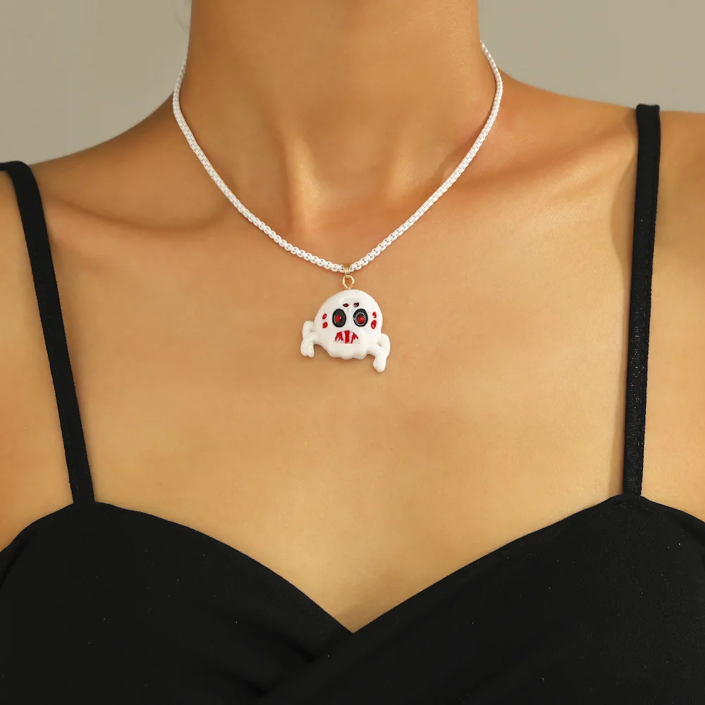 Лидер продаж, ожерелье с подвеской в виде мультяшного аниме паука, индивидуальная Мода, ожерелье в виде белого паука, женские подарки на Хэллоуин