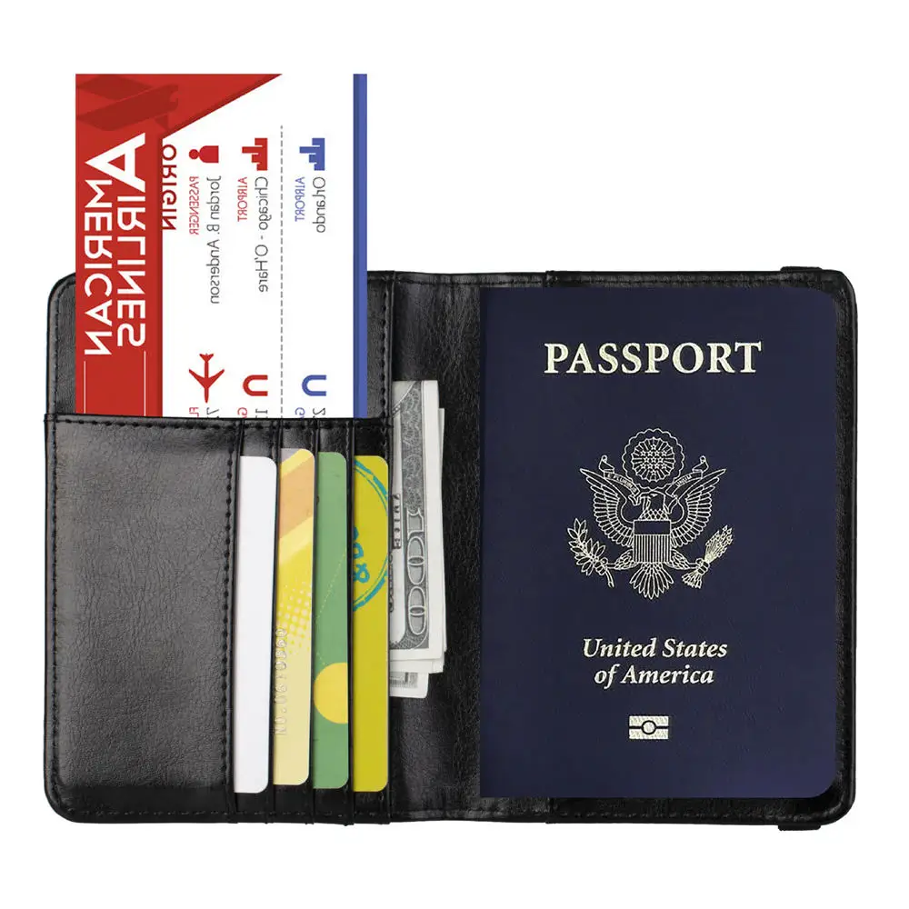 Custom Creative Passport Holder Cover With 3D Metal Badge - RFID Blocking Leather Passport Wallet And Case For Family