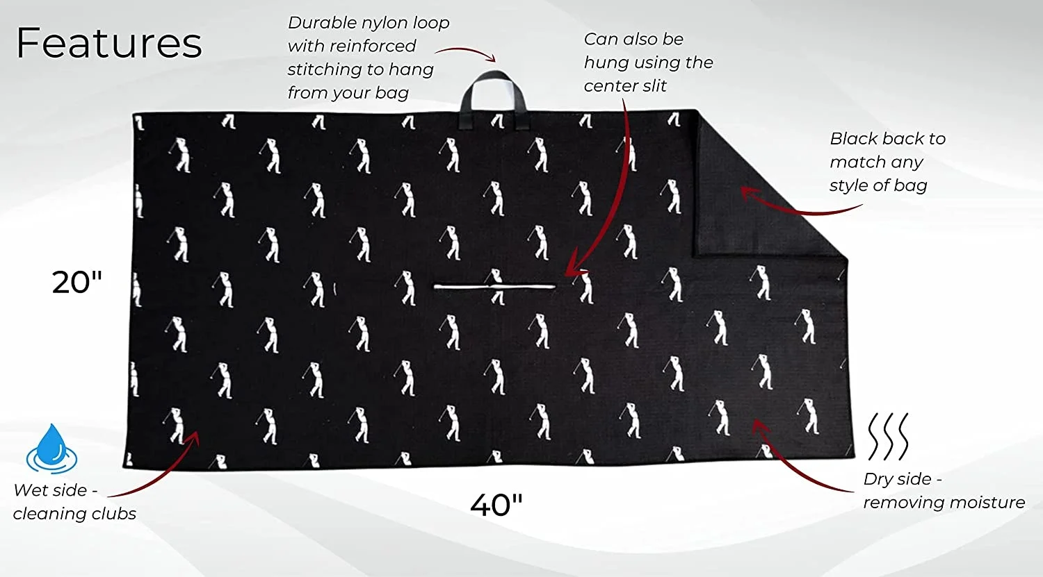 China Manufacture Custom Center Cut Microfiber Golf Towels for Sublimation Printing Waffle Weave Golf Towels Printed