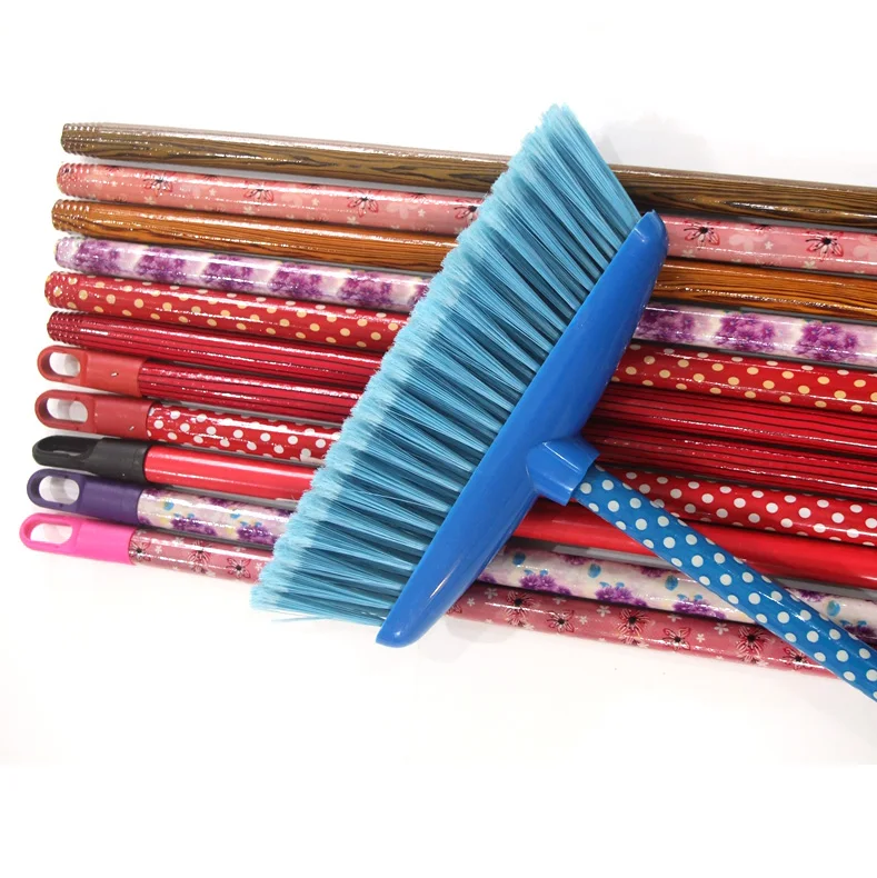 Ero-friendly mop stick broom handle escoba flower design PVC coating wood broom stick hot sales india broom handle