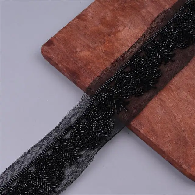 Sewn Tulle Dress French Custom Border Indian Polyester Lace Fabric Trim Mesh Fabric Polyester