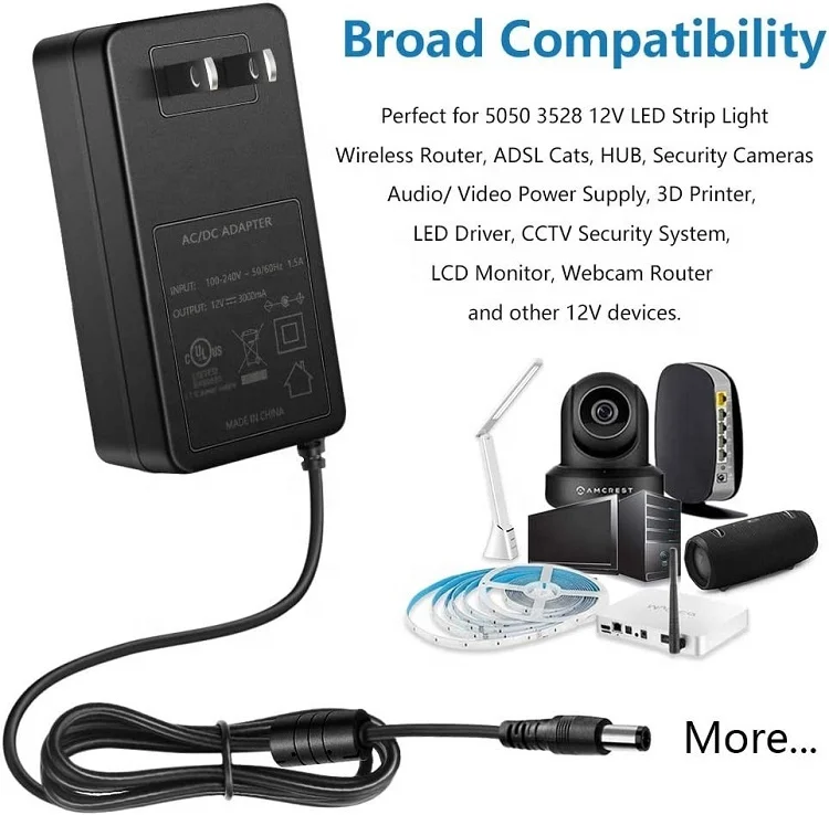 12V 4000mA Power Supply Adapter for LED LCD monitor Wireless Router Dvr kits camera HUB CCTV 12V 4A AC DC Wall Power Adapter