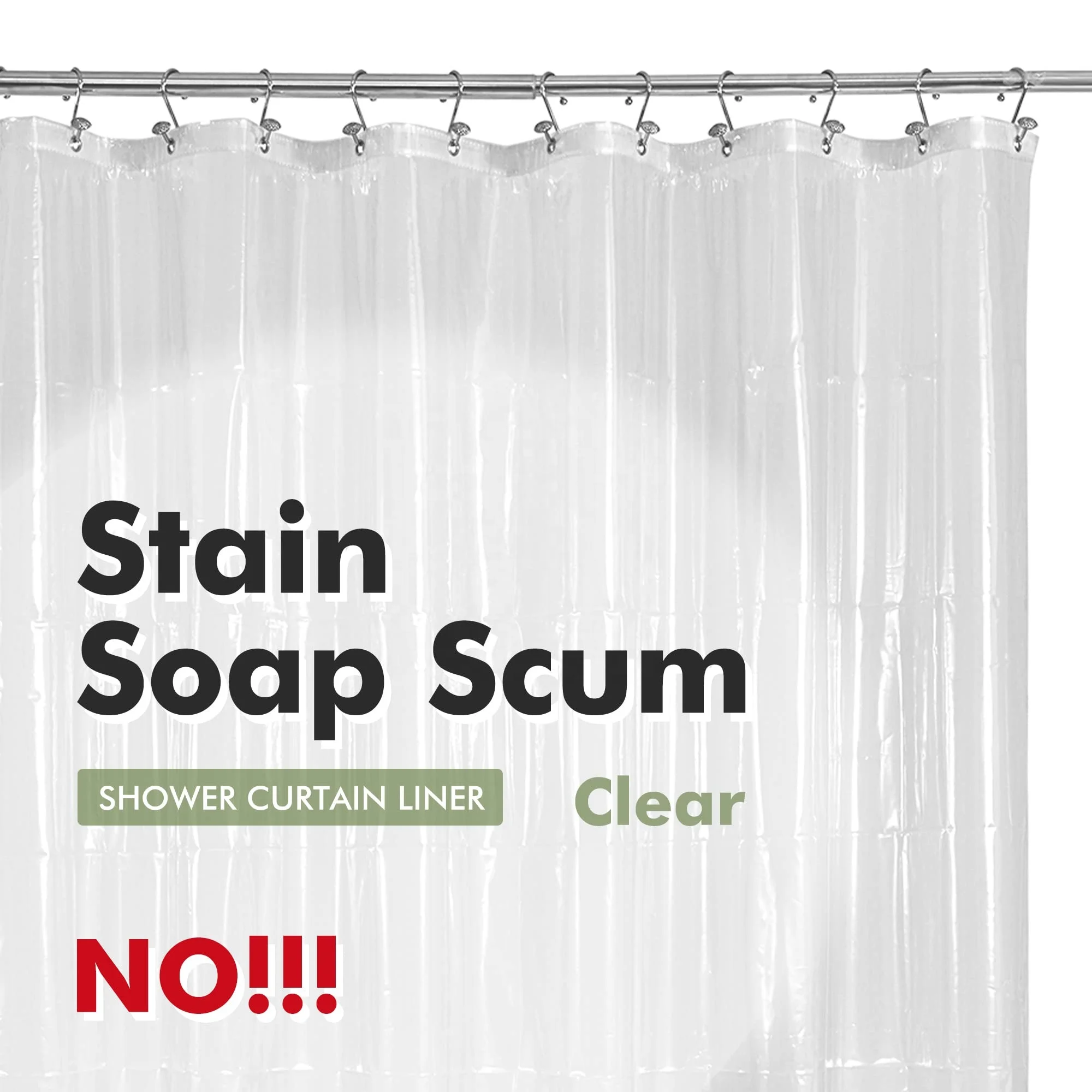 Bindi Peva White Clear Thickened Bathroom Shower Curtain Liner With Rustproof Grommets And 3 Magnets