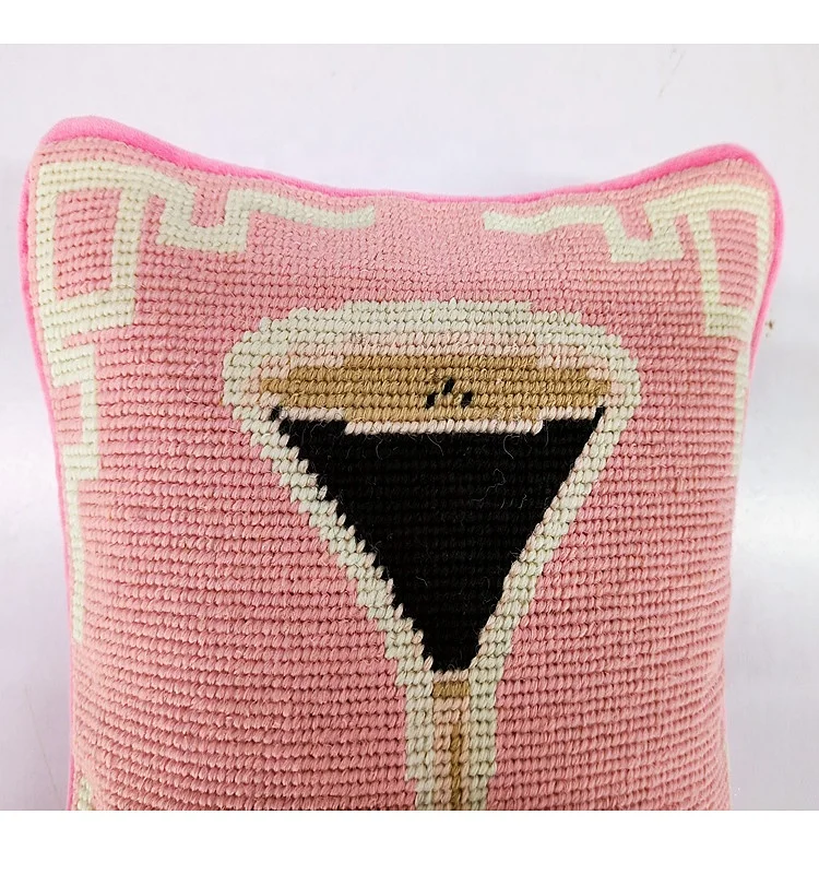 Excellent Quality Decorative Wine Glass Needlepoint Patterns Throw Pillows Covers Cases Embroidery OEM And ODM