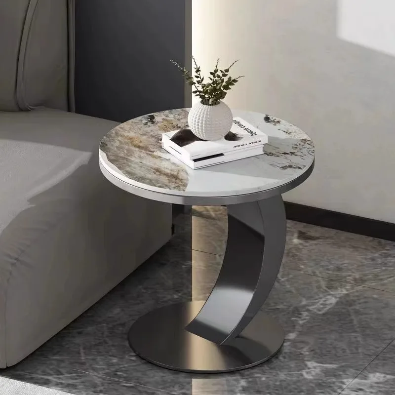 JJ-05 Modern Gold Stainless Steel Leg marble top round living room home furniture luxury side center coffee tea table