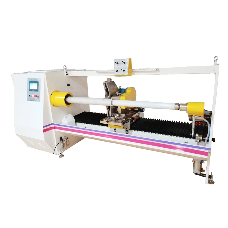 Automatic adhesive tape log roll cutting machine