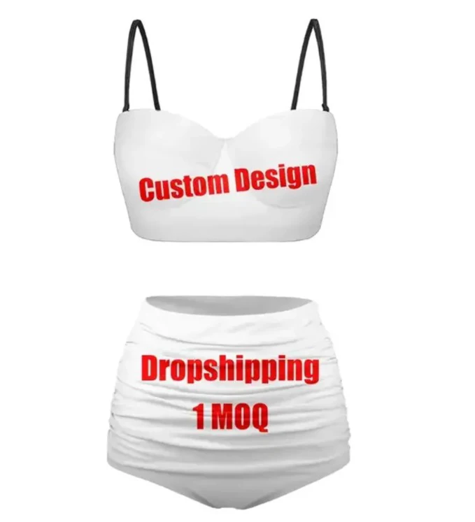 Wholesale 2023 Bikini Set Custom Your Own Design Photo Print Swimwear Woman Two-piece Swimsuits Bathing Beach Swimwear For Lady