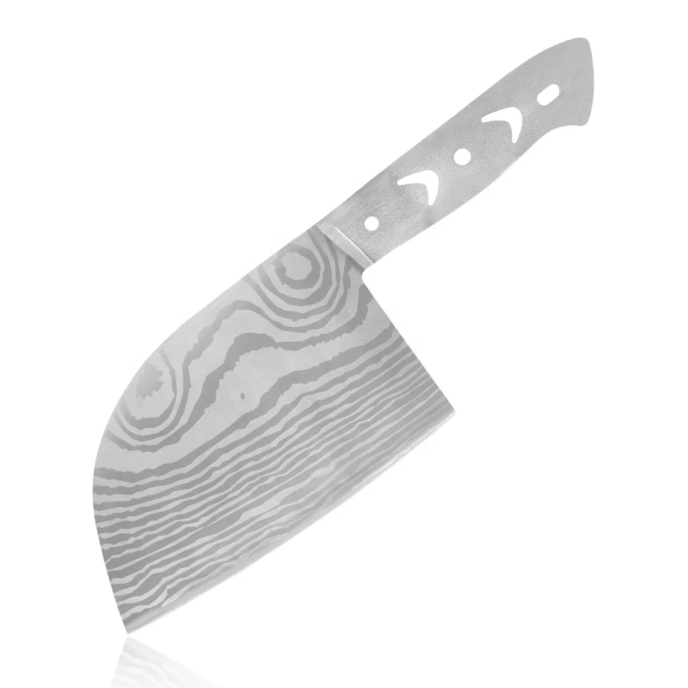 Factory Butcher Knife Accessories DIV Stainless Steel Blade Classic Damascus Laser Pattern Knife Blade Blank without Handles