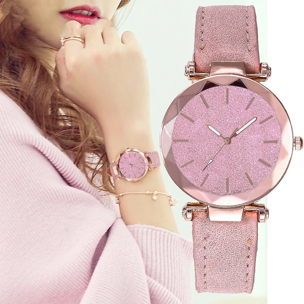 Top Brand New Style  Bling Star Student Bracelet Luxury Brand Women Quartz Watches Quality Pu Leather Ladies Watch For Gift