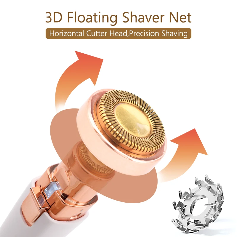 2 In 1 Electric eyebrow trimmer USB Rechargeable hair remover women shaver LED light lady Epilator Razor face Makeup