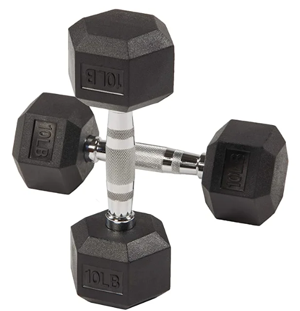 Factory Price Hex Dumbbell with Gym Equipment Rubber Coated Hex Dumbbells Pair
