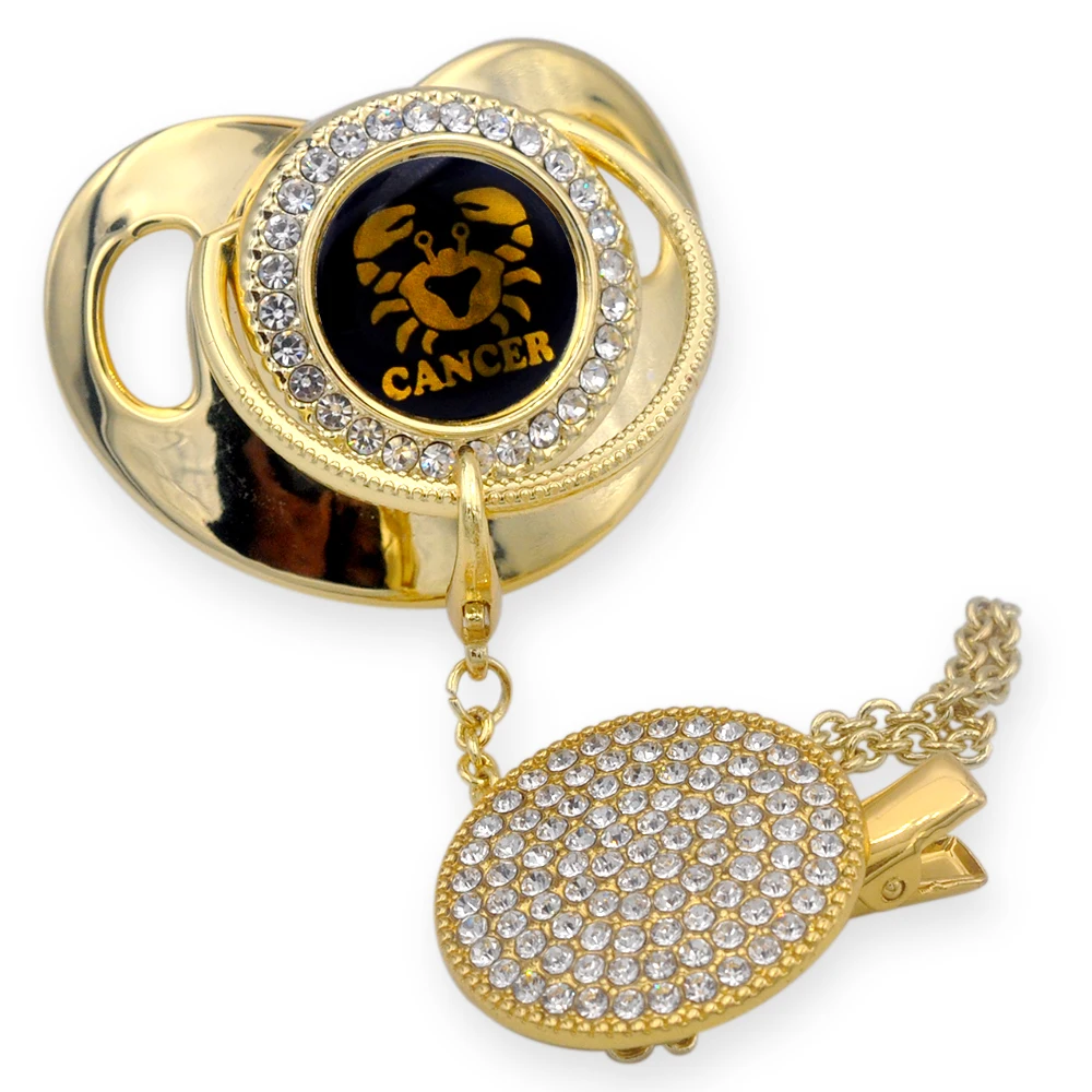 
Crystal Personalized sublimation pacifier blanks with silicone pacifier clips for gifts 