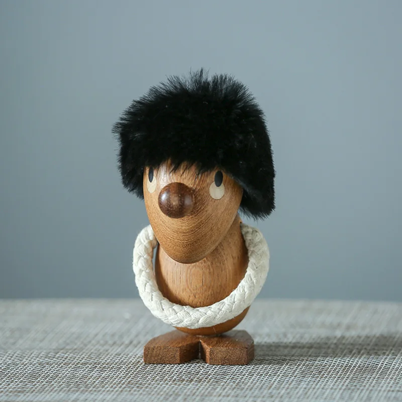 
Decoration Crafts Nordic style Danish wood play two small hairy ornaments optimists and pessimists puppet birthday gifts in room 